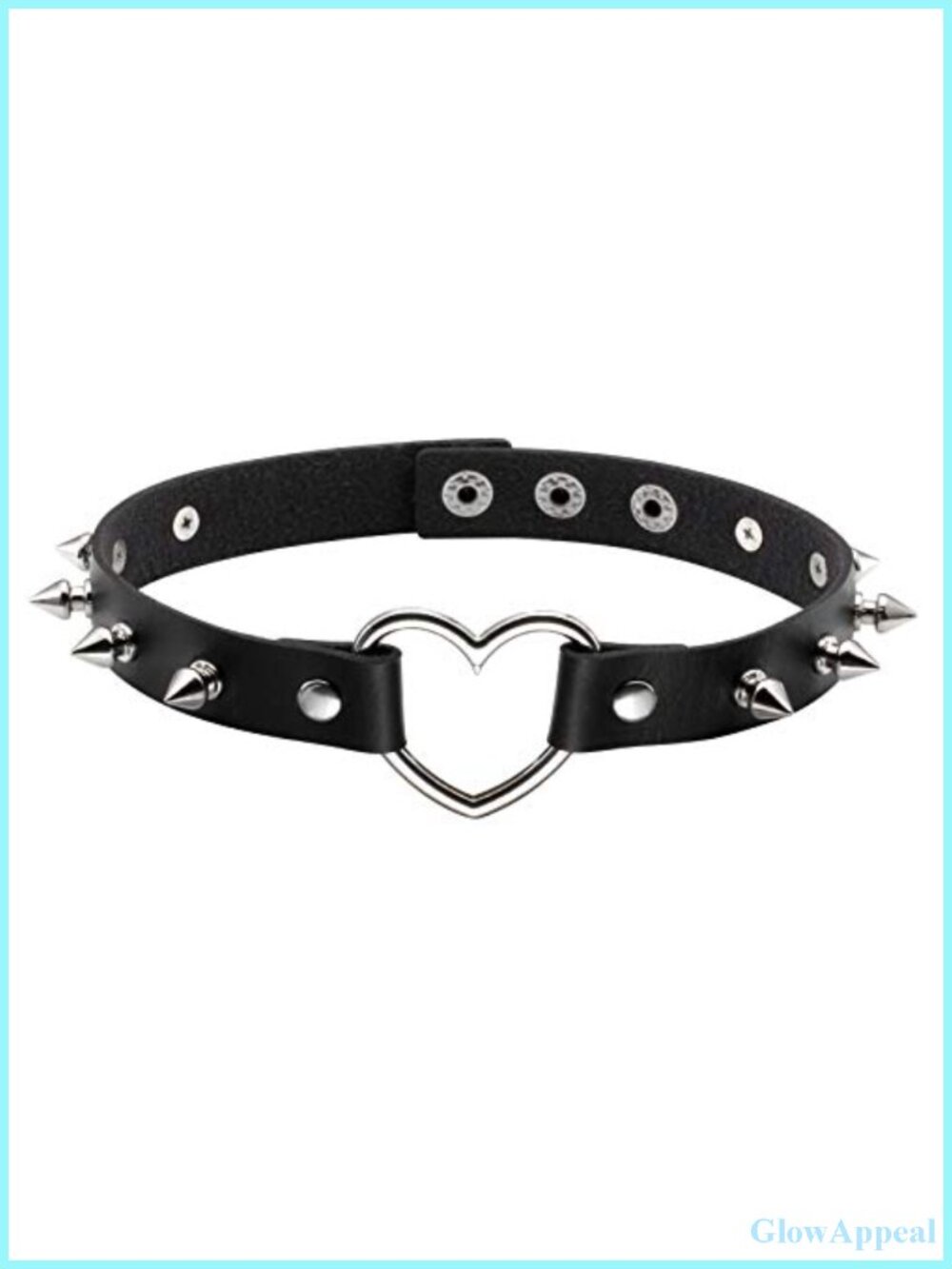 Spiked Choker Necklace PU Leather Heart Studded Biker Collar